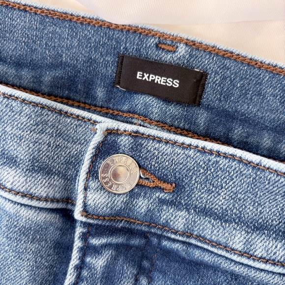 Express 70s Flare Midrise Jeans Medium Wash Denim Boho Stretch Retro Size 14 - Picture 3 of 6